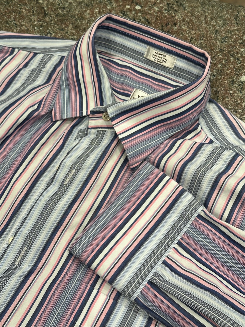 Peter Millar Plaid m Button Down Shirt Blue Green 100% Cotton Men's Size 7
